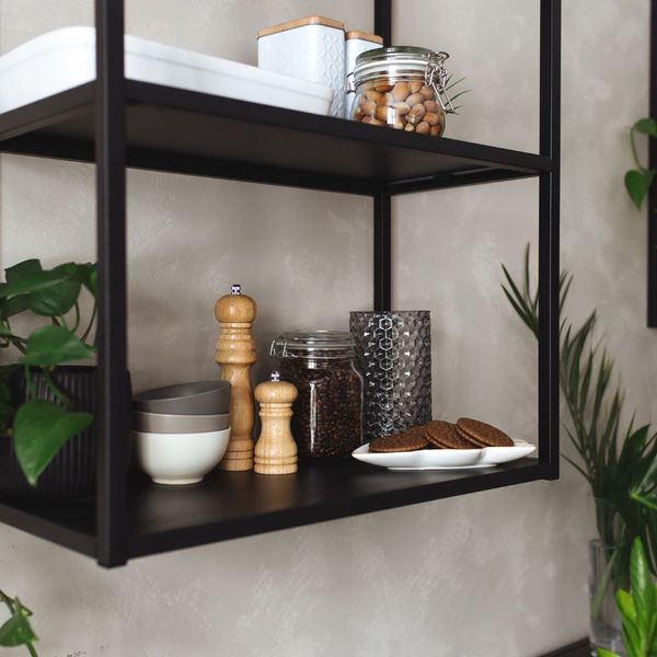 Illustration of Protuberant Textured Apartment Storage Shelves